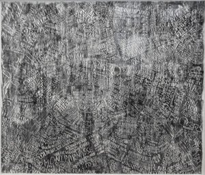 Paris — charcoal linocut