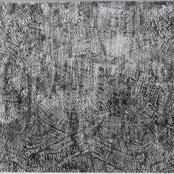 Paris - charcoal linocut