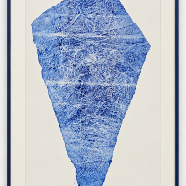 experimental print using mostly blue and trying out how to make textures on linocuts
